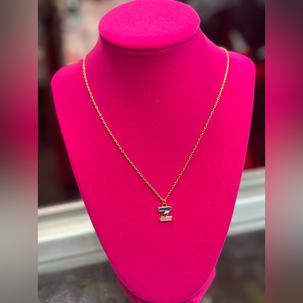 80's Retro Alphabet Z Charm Necklace new no‎ tag